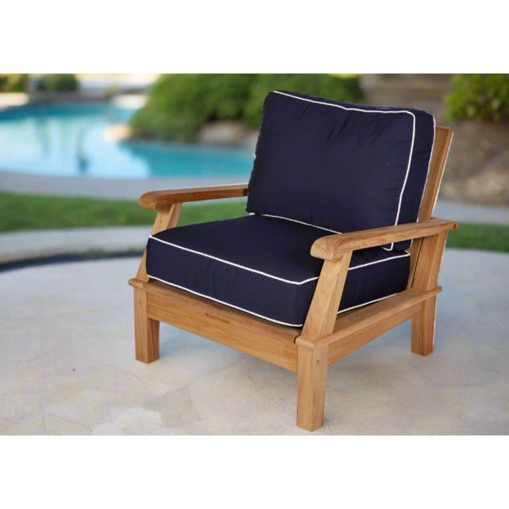 Biscayne Teak Outdoor Club Chair - 3 Position Reclining  with Sunbrella High-Performance Cushions