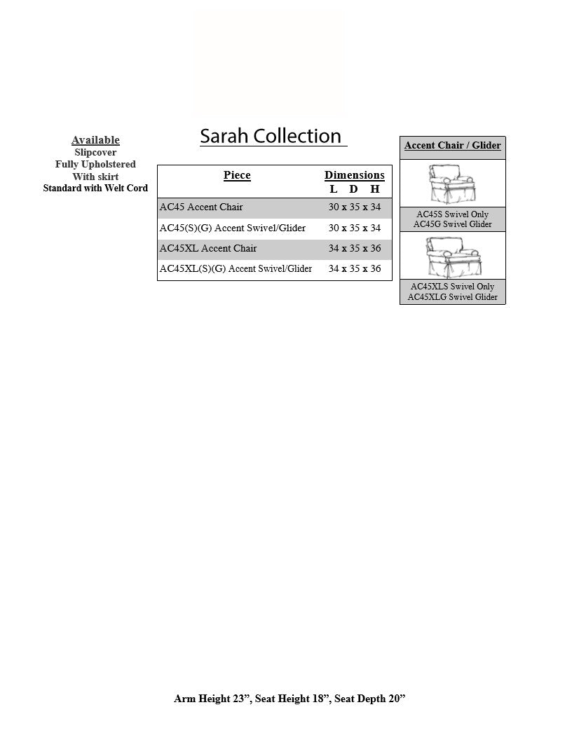 Sarah Customizable Accent Chair or Swivel Chair