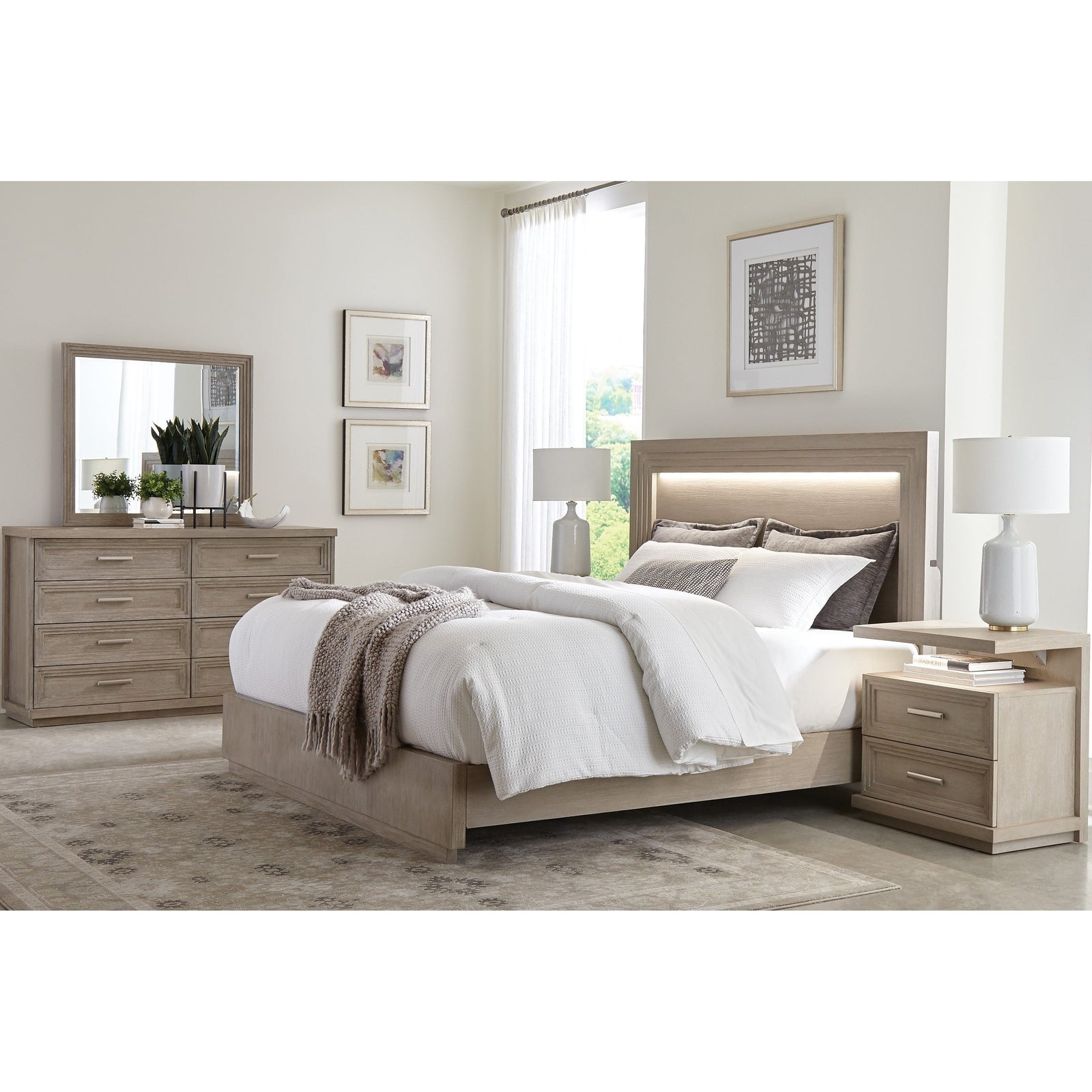 Stepstone Mist 3-Pc Queen Bedroom Set (Queen Bed +Dresser +Nightstand)