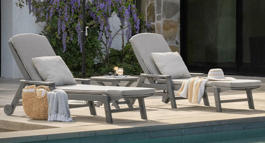 Polywood Nautical Pool Chaise with Arms Wheels - Main Image