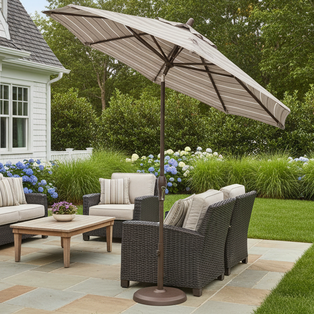 lb international east end patio umbrella 93307 apple green Classic Market with Aluminum Pole, 7' dia. Forest providing UV protection wherever the sun is shining Patio Umbrellas & Bases