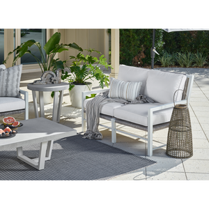 South Beach outdoor loveseat with Sunbrella cushions — included in the 7-piece Lux Seating Set — view 4