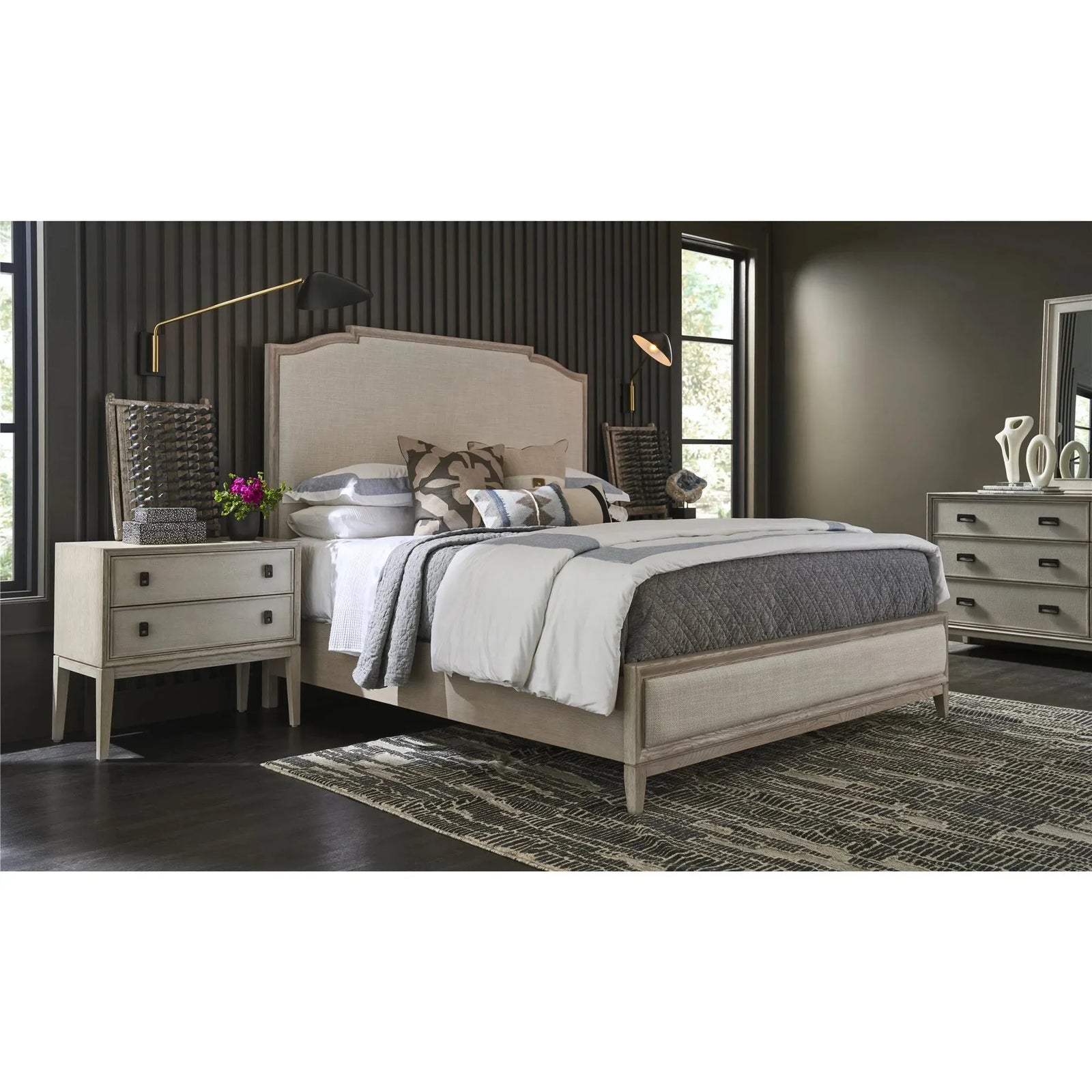 Fog & Oak Queen 3-Pc Bedroom Set (Queen Bed, Dresser, Nightstand)