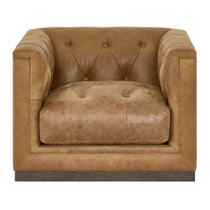 Universal Quinn Swivel Club Chair in Brown, front view — view 2