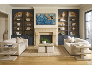 Universal Renya 101" curved sofa in Yukon Sand, unstyled view showing the full curved silhouette and bench seat — view 3