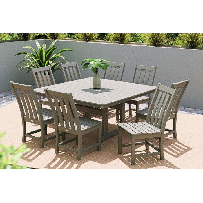 POLYWOOD Outdoor Farmhouse Trestle 59" Counter Height 9pc Dining Set