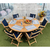 Yacht Teak 72&quot; Round  Drop Leaf 7-Piece Outdoor Dining Set with 6 Yacht Armchairs