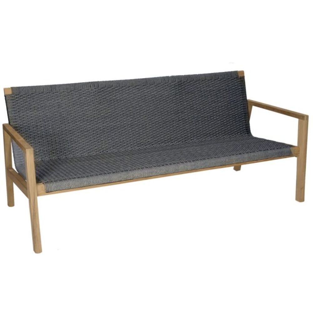Woven Charcoal &amp; Teak 3-Pc Outdoor Seating Set (Sofa + 2 Club Chairs)