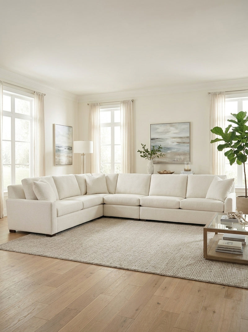 Universal Anna Ivory 4-Pc Sectional styled in a living room