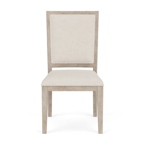 Bianca upholstered side chair in cream linen with frosted gray frame — view 3