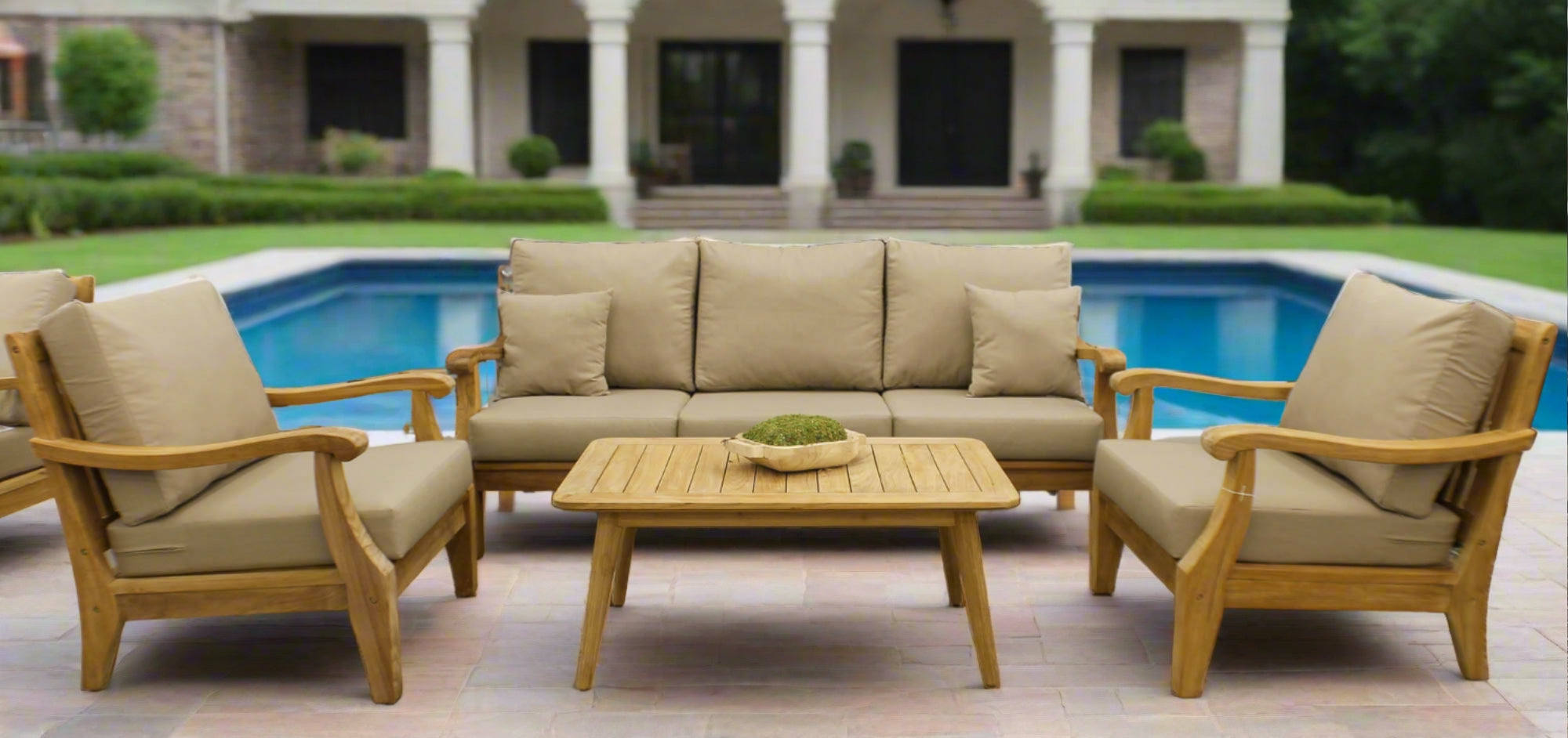 Bermuda Teak 3pc Outdoor Patio Seating Set