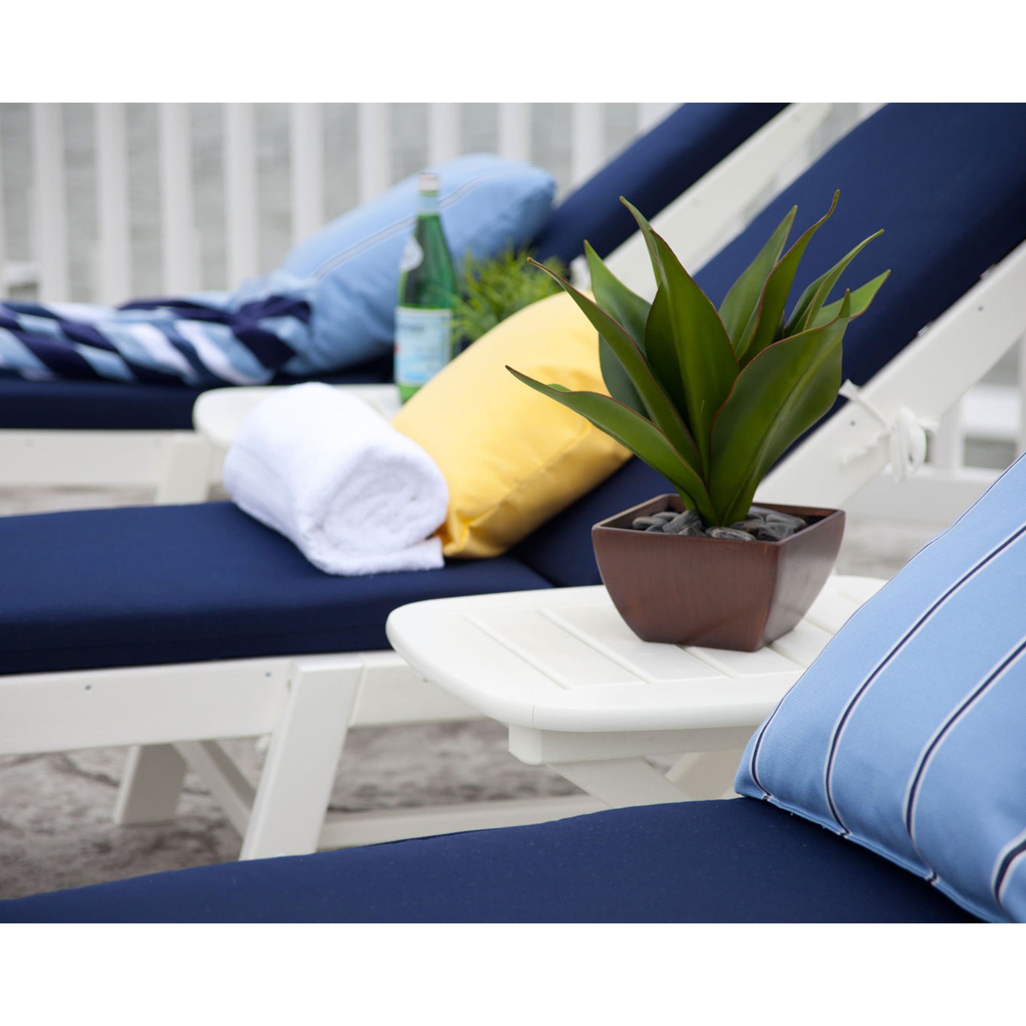 Polywood Nautical Pool Chaise with Arms &amp; Wheels