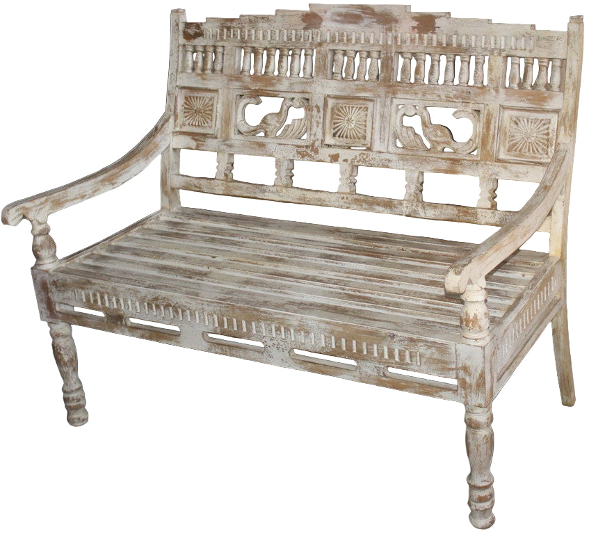 Hand Carved Wood Bench 47&quot;