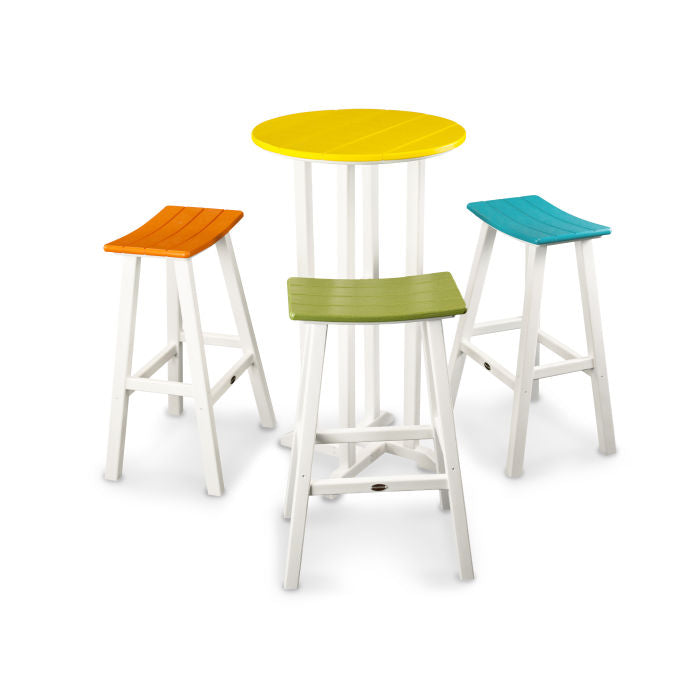 Polywood Contempo Outdoor 4pc Round Saddle Bar Stool Set