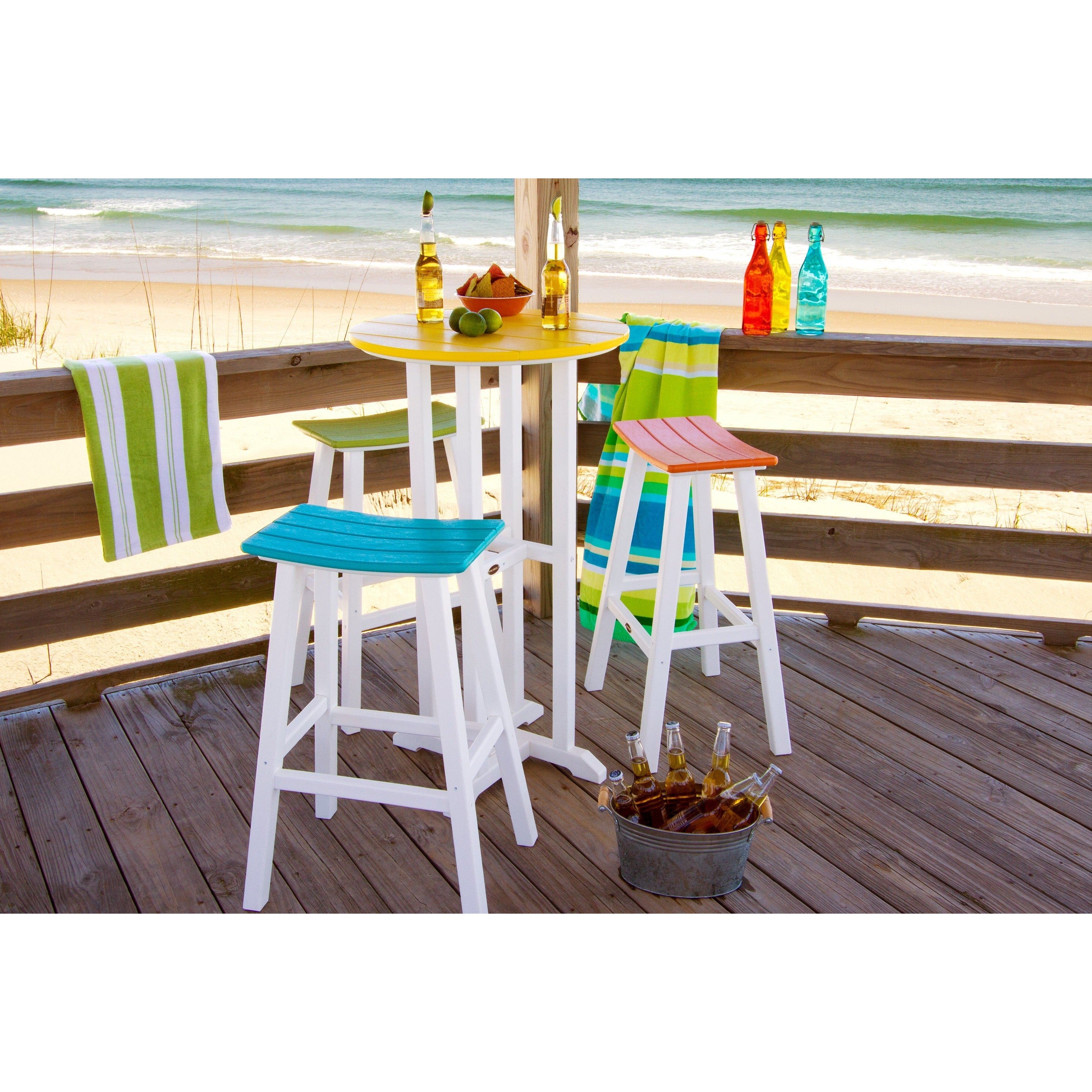 Polywood Contempo Outdoor 4pc Round Saddle Bar Stool Set peter