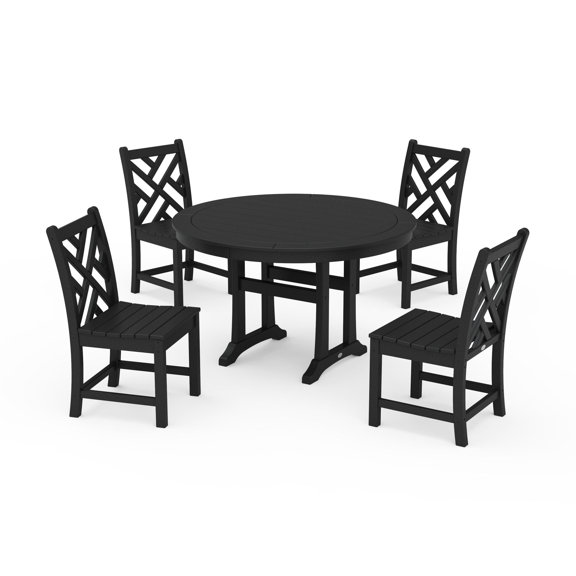 Chippendale Side Chair 5-Piece Round Dining Set With Trestle Legs
