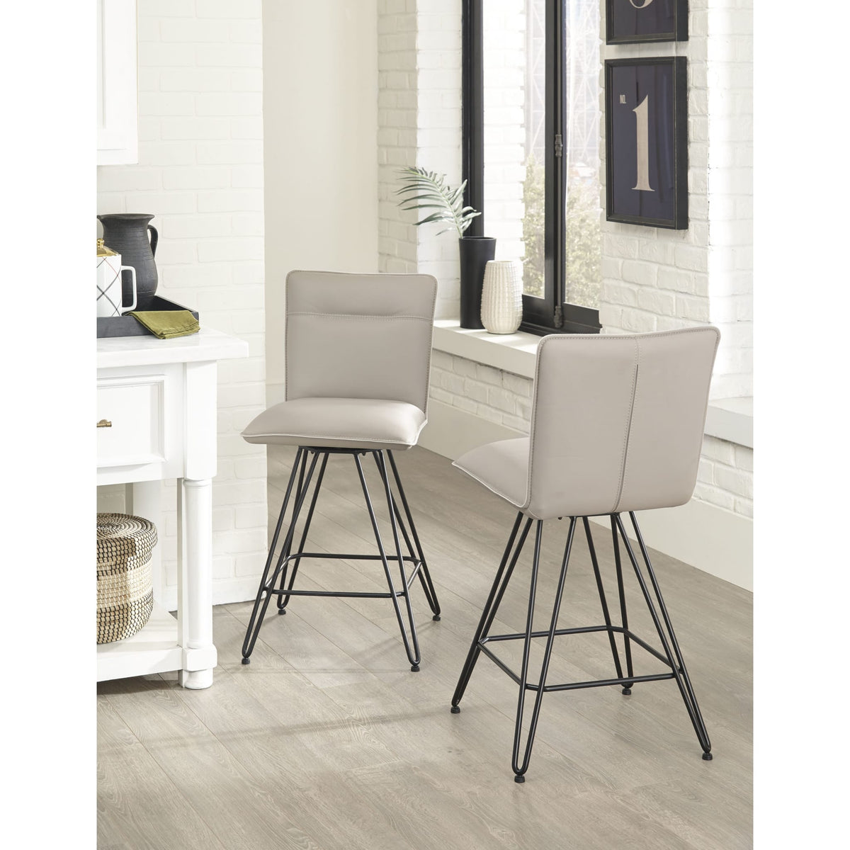 Taupe Swivel Counter Stool