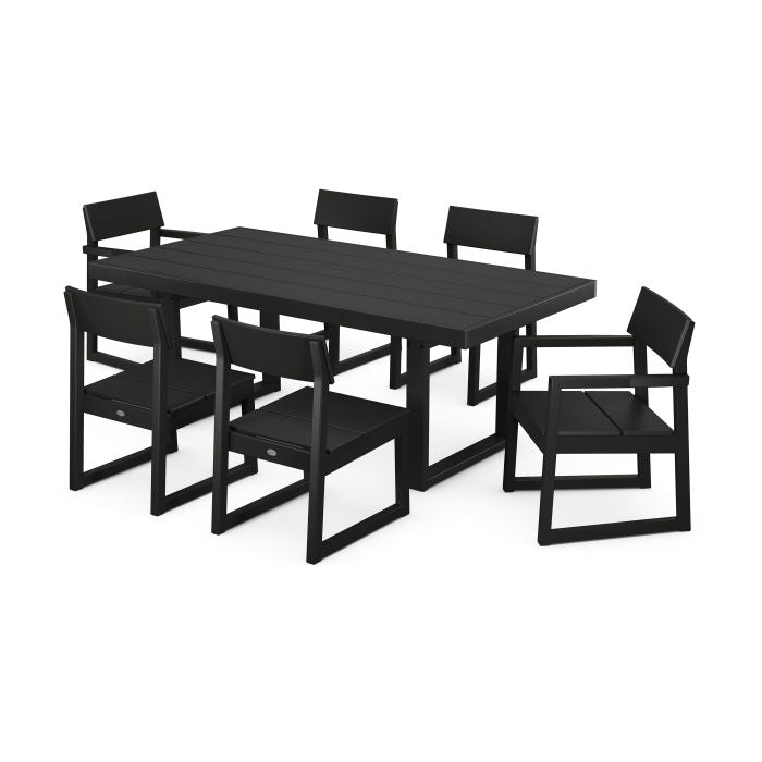 Polywood EDGE 7-Piece 78&quot; Outdoor Dining Set Shown in Vintage Coffee - other colors available