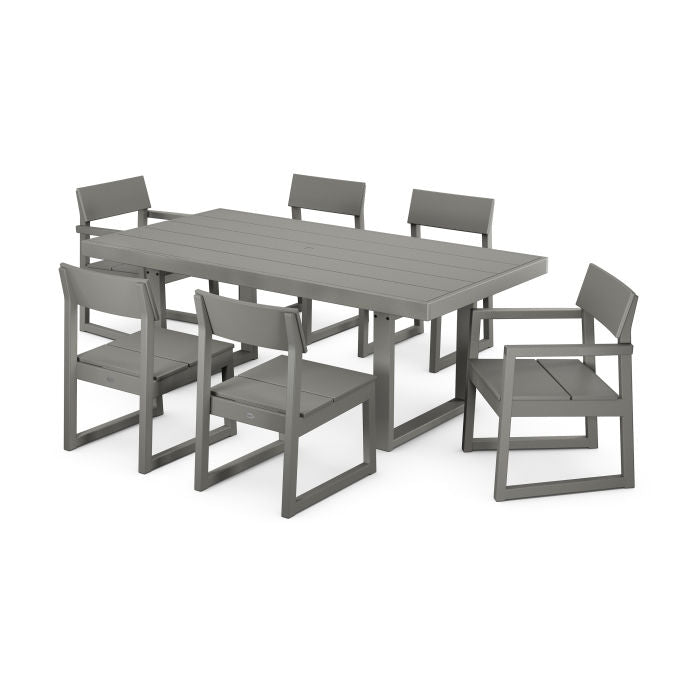 Polywood EDGE 7-Piece 78&quot; Outdoor Dining Set Shown in Vintage Coffee - other colors available