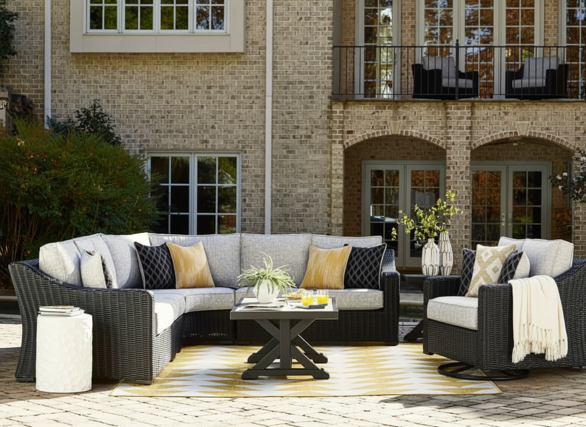 Fire Island Black Outdoor Sectional Set