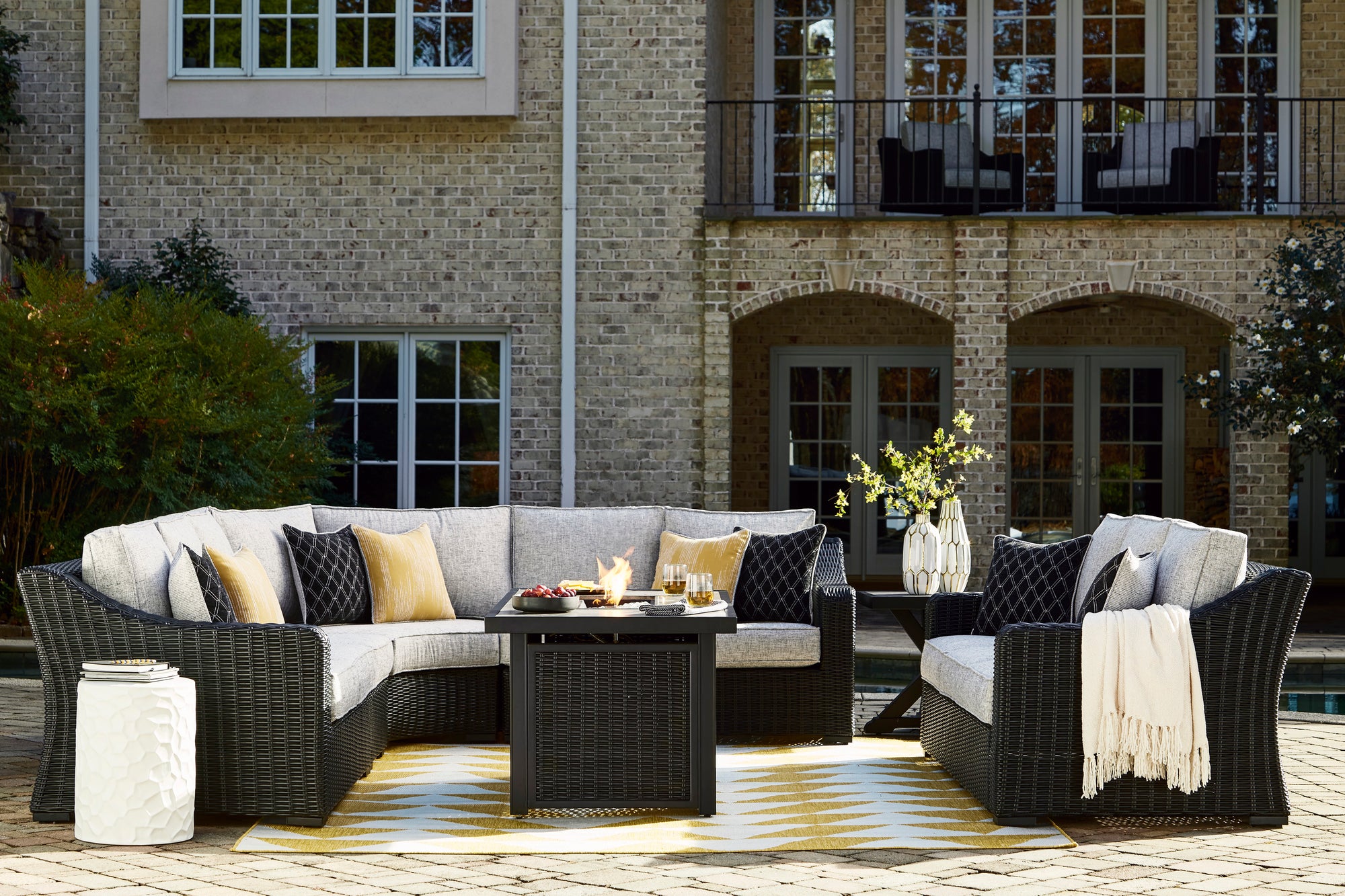 Fire Island Black Outdoor Sectional Set