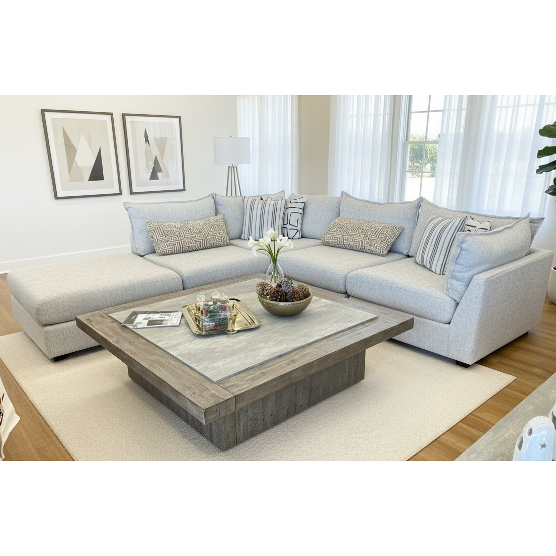 Flange Pewter Modular 5-Pc Sectional - peter andrews