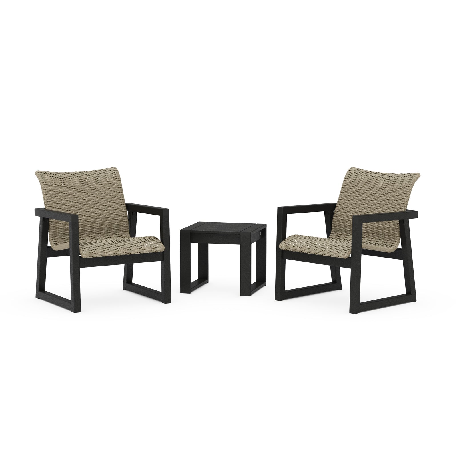 Polywood EDGE Woven 3-Piece Lounge Chair Seating Set - Two-Tone