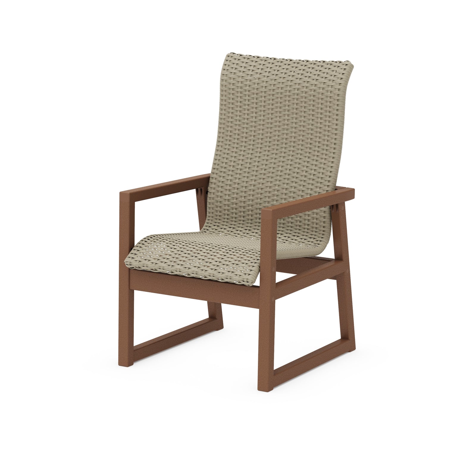Polywood EDGE Woven High-Back Dining Arm Chair - Two-Tone
