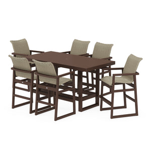 Polywood EDGE Woven Arm Chair 7-Piece Bar Set - Two-Tone — view 3