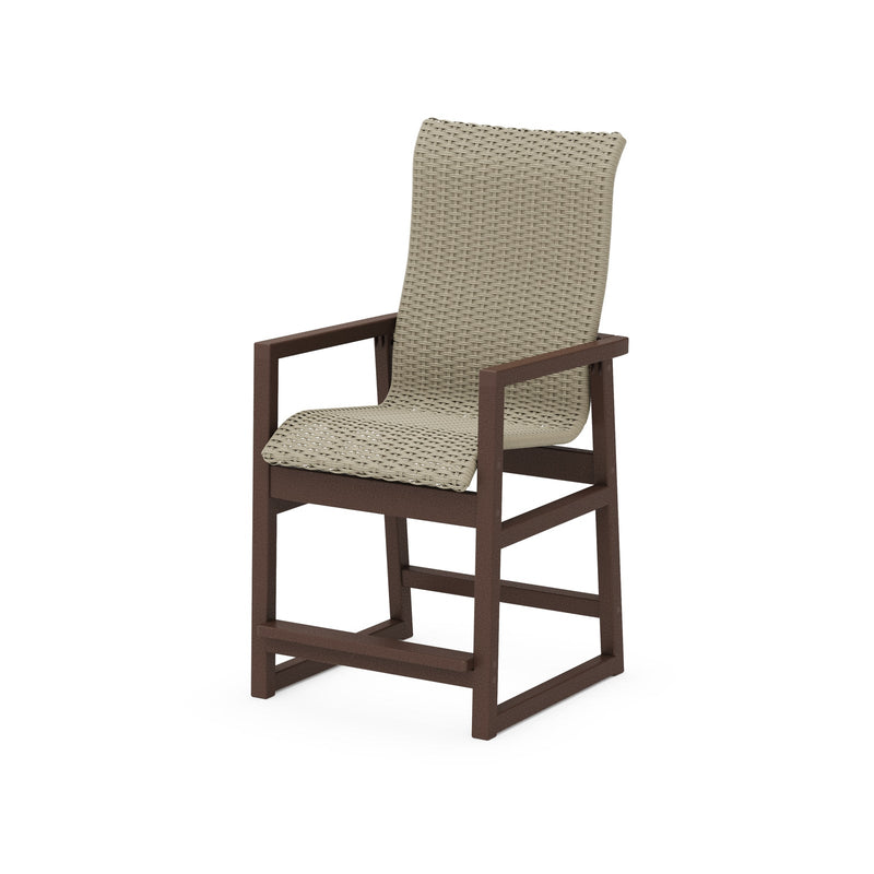 Polywood EDGE Woven High-Back Counter Arm Chair - Two-Tone