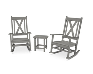 Polywood Braxton 3-Piece Porch Rocking Chair Set - Select Two-Tone — view 3
