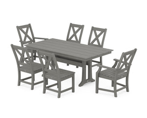 Polywood Braxton 7-Piece Farmhouse Dining Set With Trestle Legs - Select Two-Tone — view 2