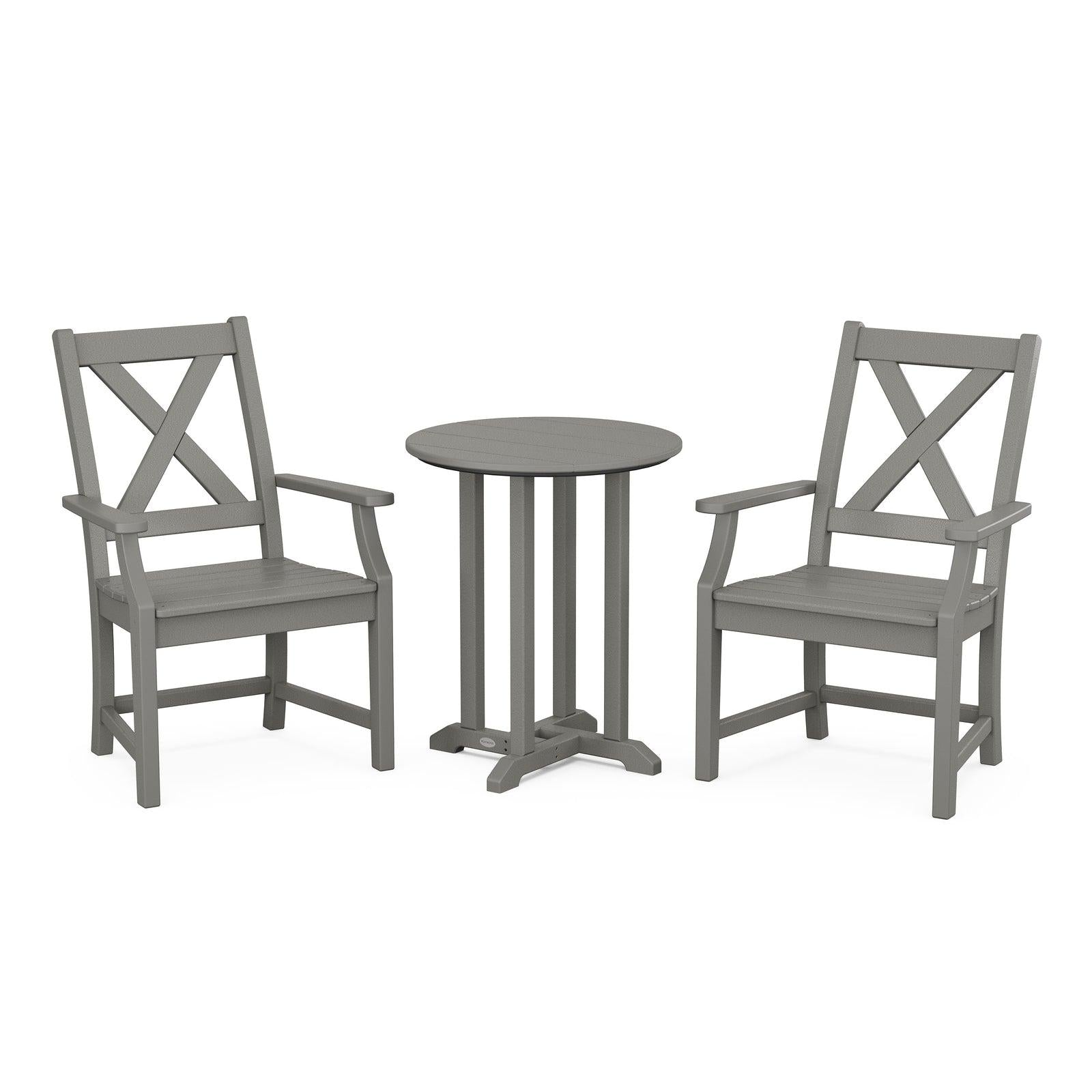 Polywood Braxton 3-Piece Round Bistro Dining Set - Select Two-Tone