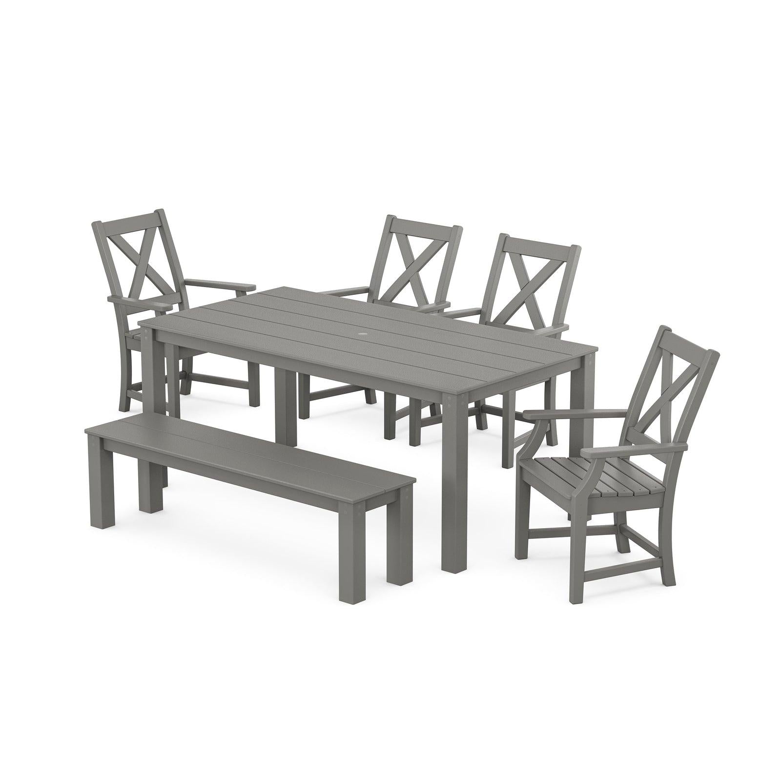Polywood Braxton 6-Piece Parsons Dining Set with Bench - Select Two-Tone
