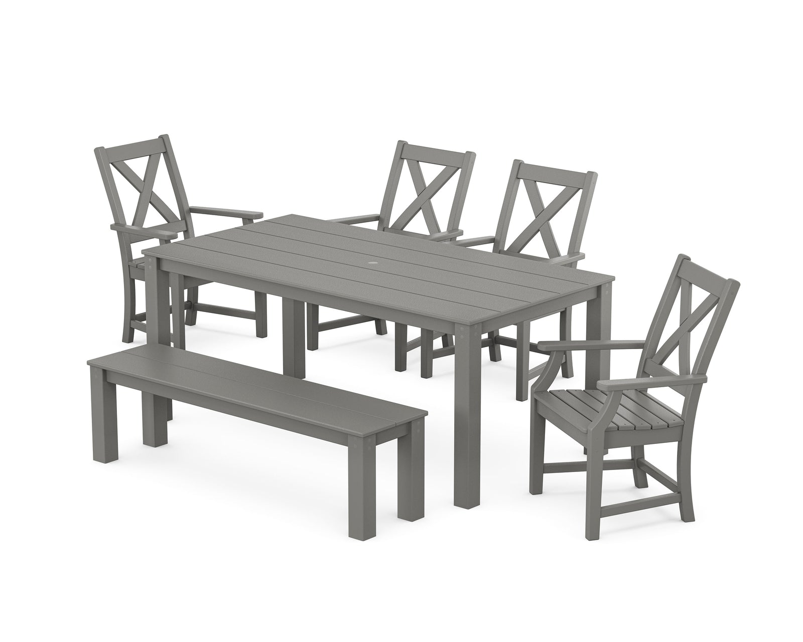 Polywood Braxton 6-Piece Parsons Dining Set with Bench - Select Two-Tone