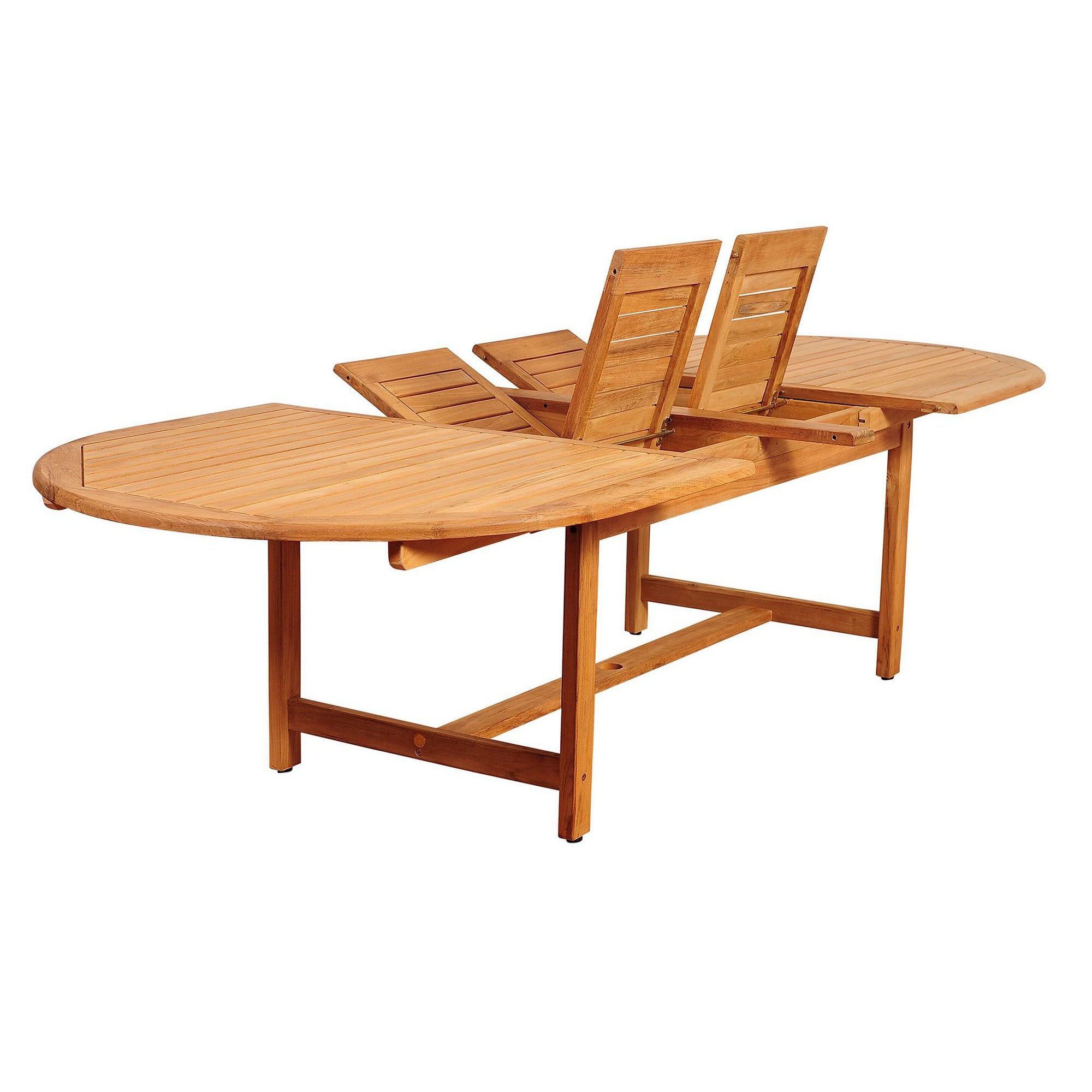 Harbour Teak Outdoor Dining Set (Teak Extendable Oval Table 71-95&quot; with 6 Teak Folding Yacht Armchairs +FREE Cover)