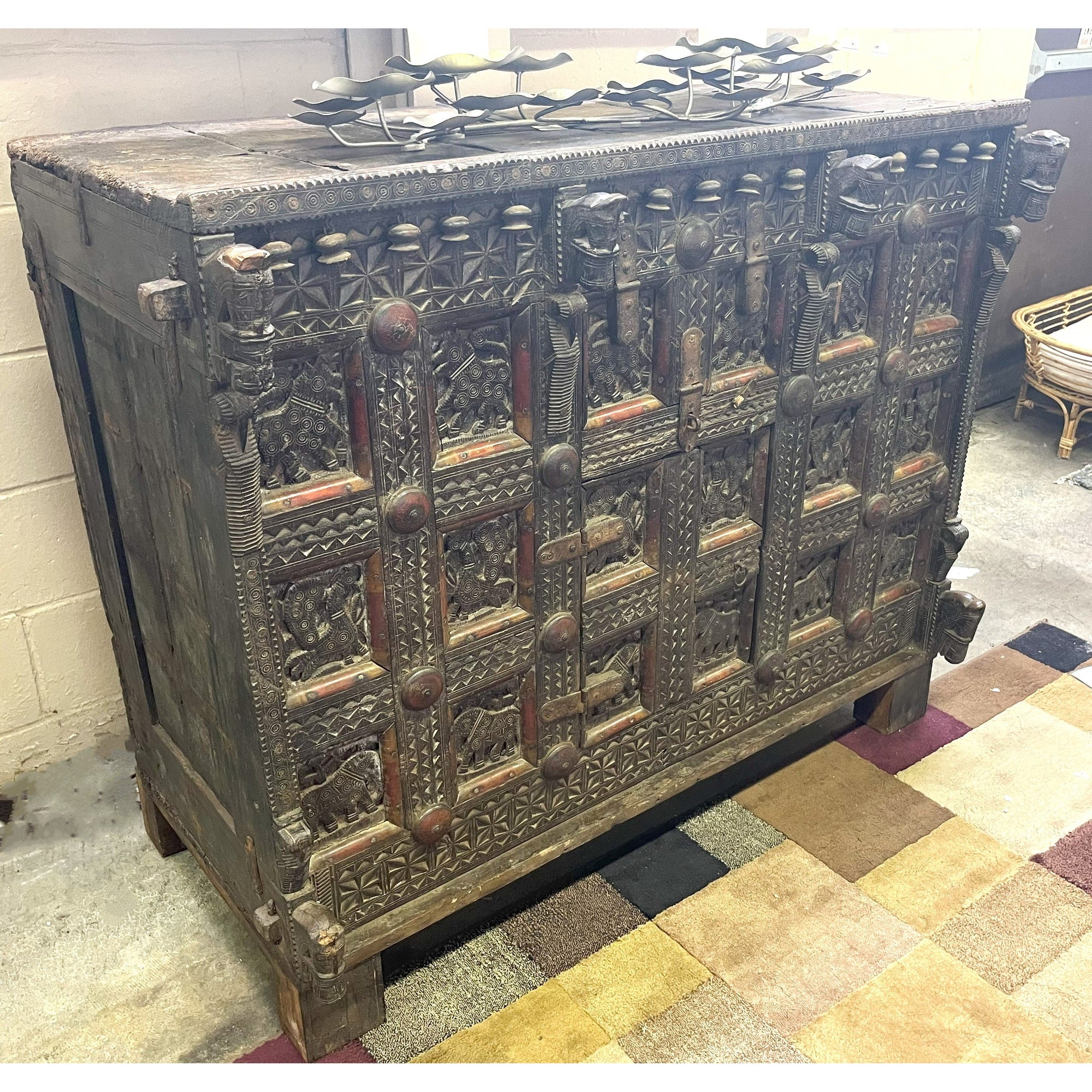 Antique Replica 45" Hand Carved Solid Wood Cabinet