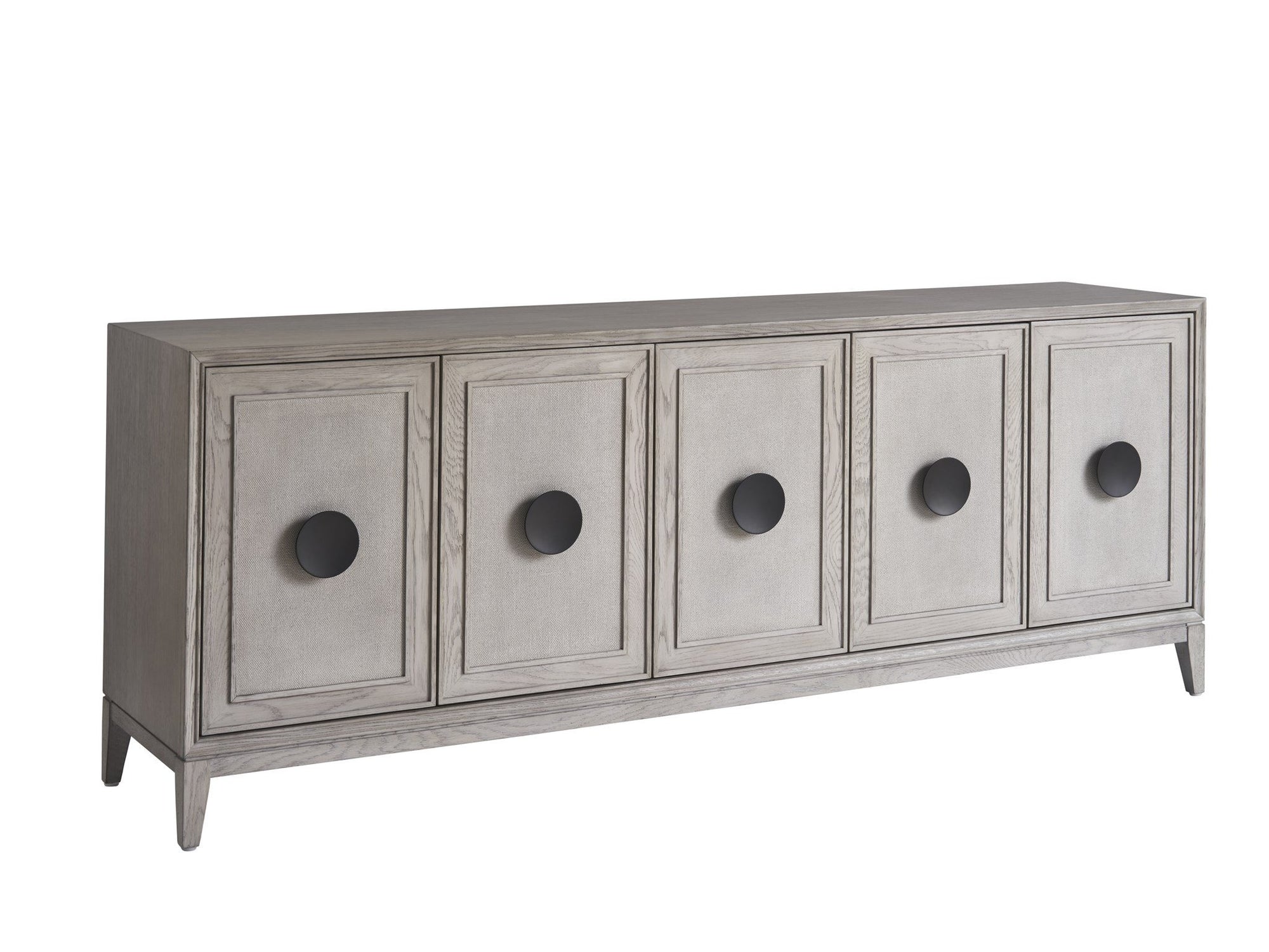 Fog &amp; Oak Linen 5-Door Credenza 86&quot;