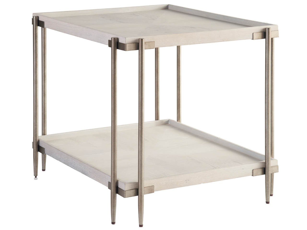 White Oak &amp; Metal Side Table 26&quot;