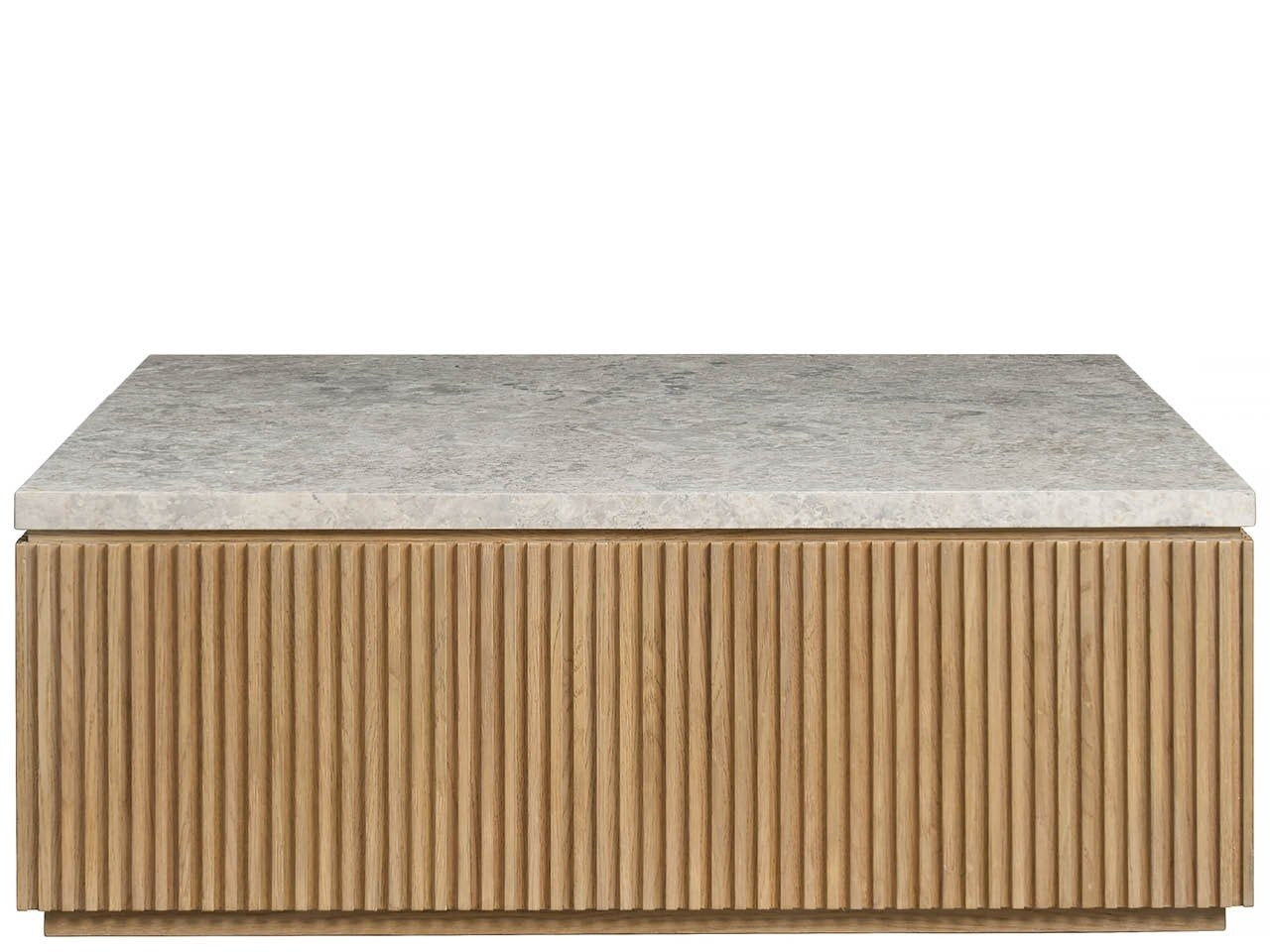 Carmen Natural Oak Coffee Table Reeded/Marble 42&quot; Square