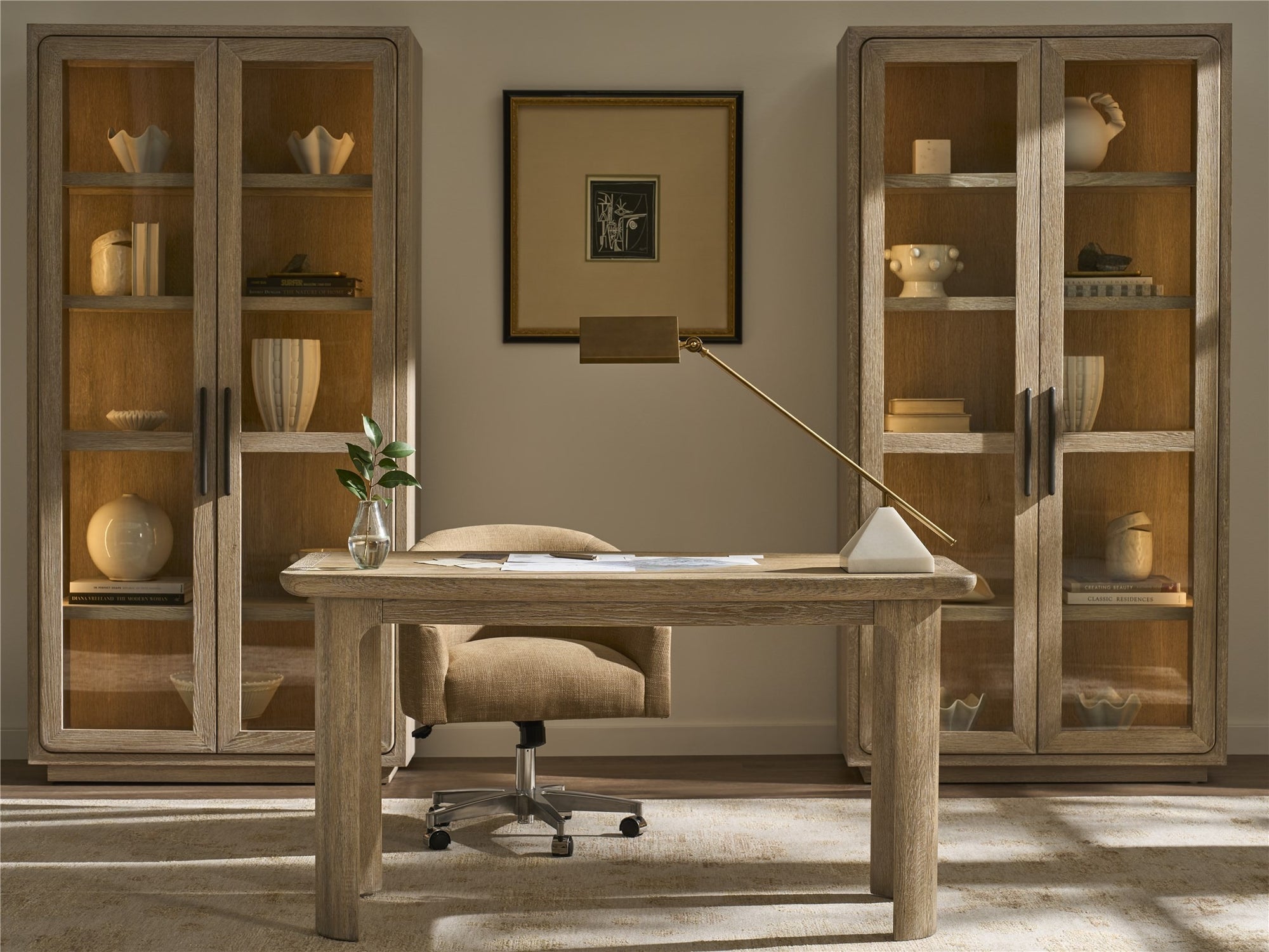 Modern Sand 84&quot; Tall Glass Display Cabinet