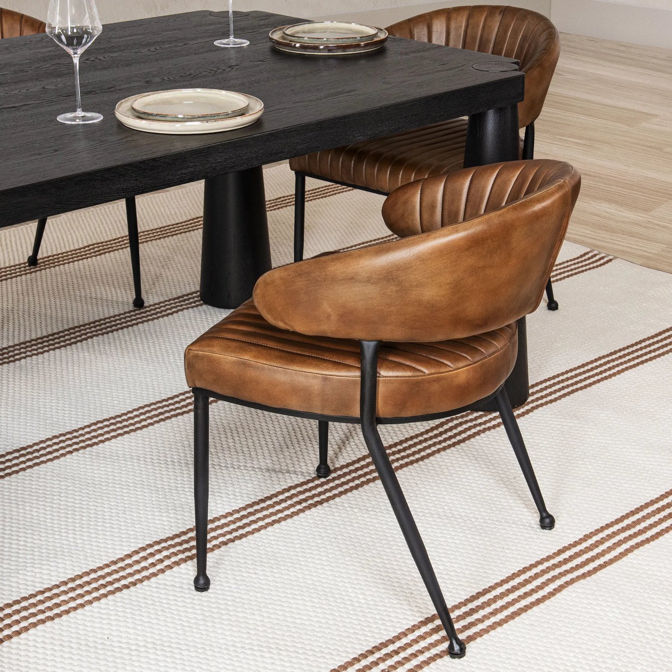 Chestnut Top Grain Leather Dining Chair