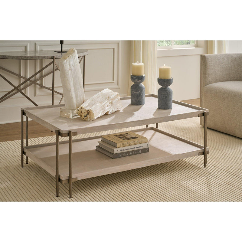 Selkie White Oak &amp; Metal Coffee Table 52"