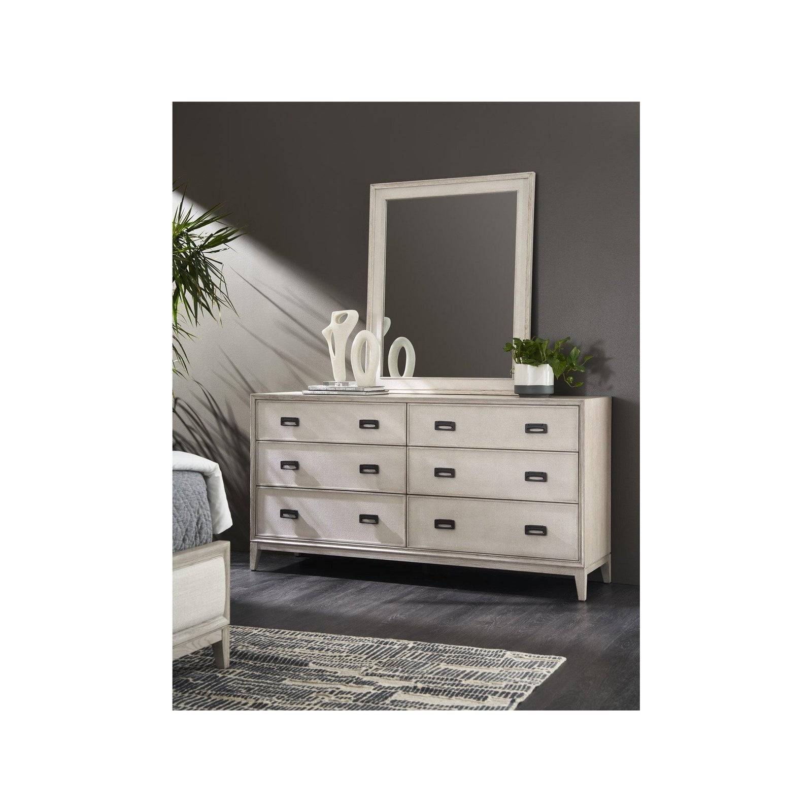 Fog & Oak 70" 6-Drawer Dresser