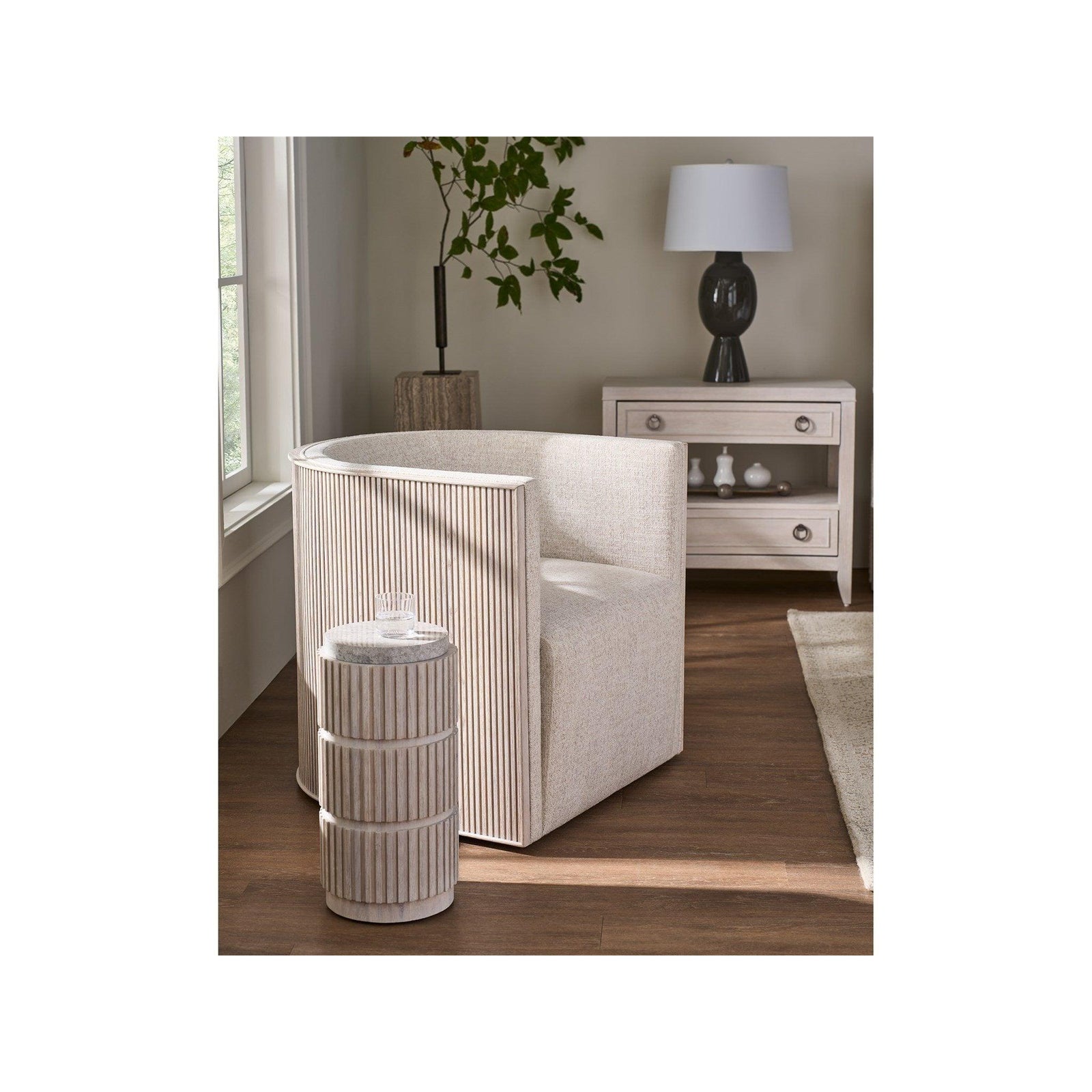 Tanner White Oak Swivel Club Chair