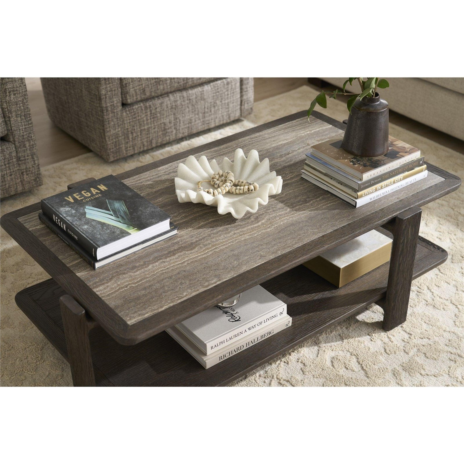 Modern Earth & Stone Coffee Table 56"