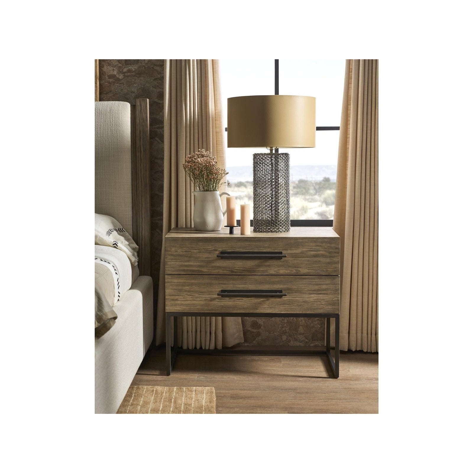 Dwell Latte Metal Base Nightstand 34"