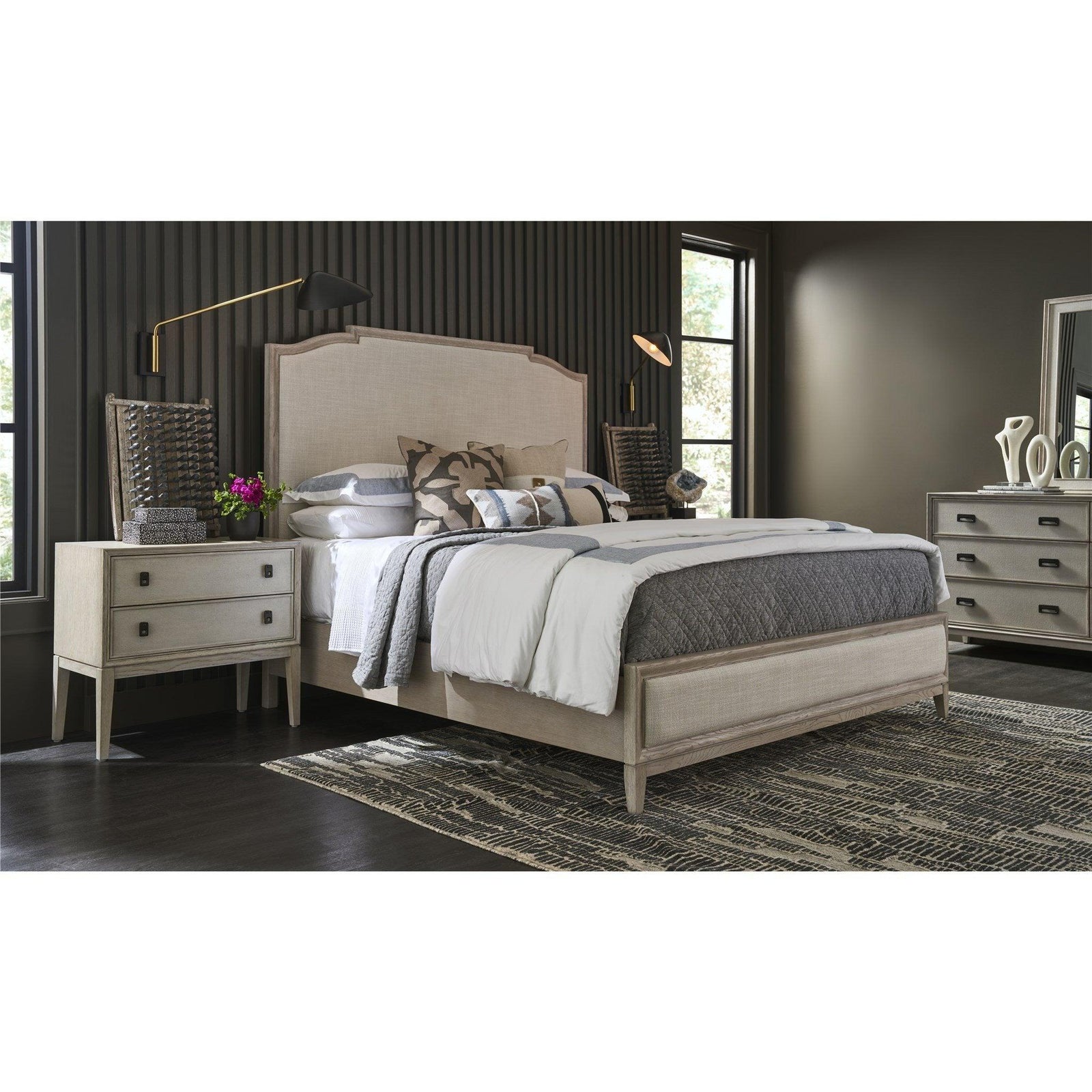 Fog & Oak Queen Panel Bed