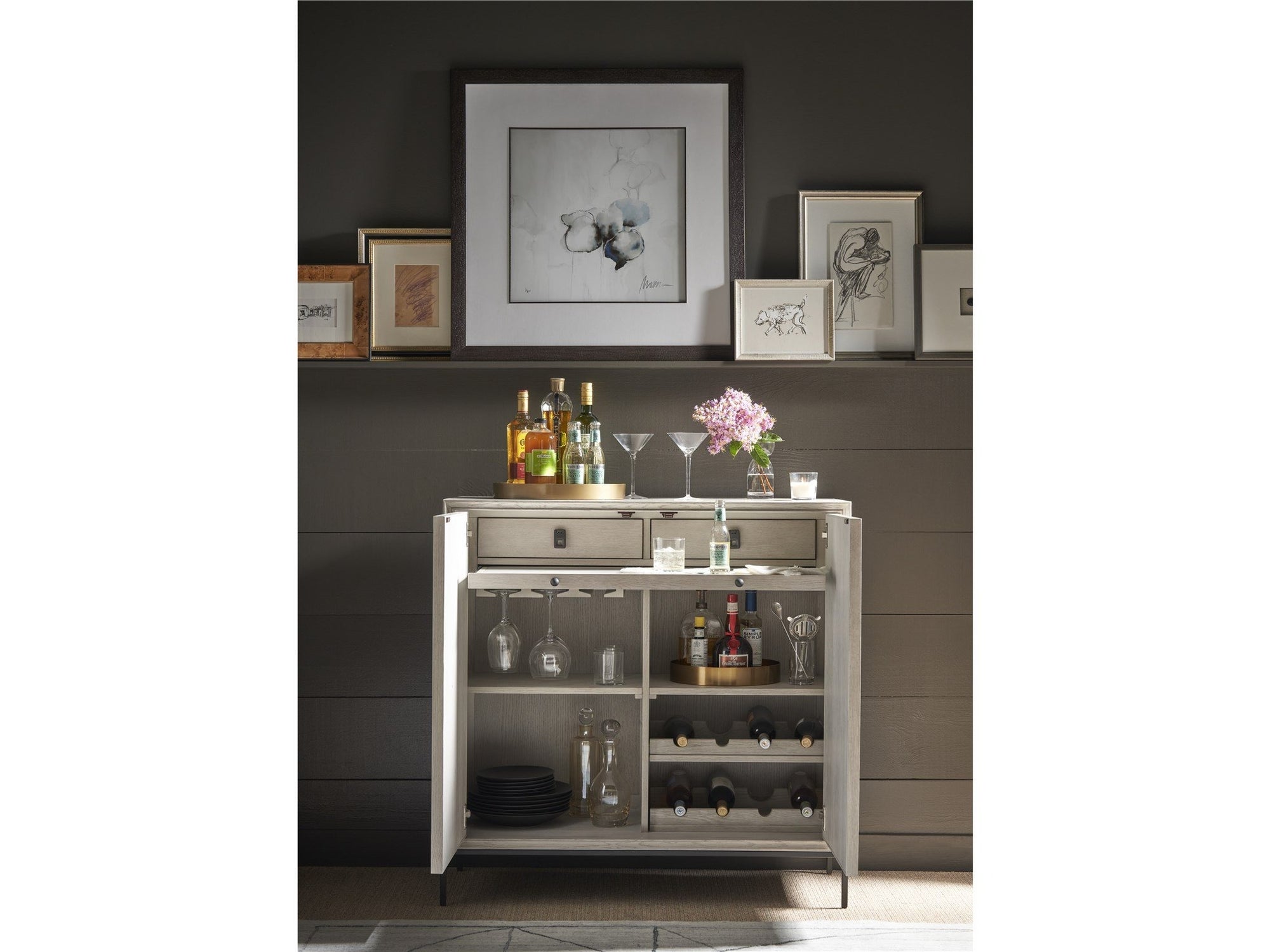 Fog &amp; Linen Bar Cabinet 2-Door 42&quot;
