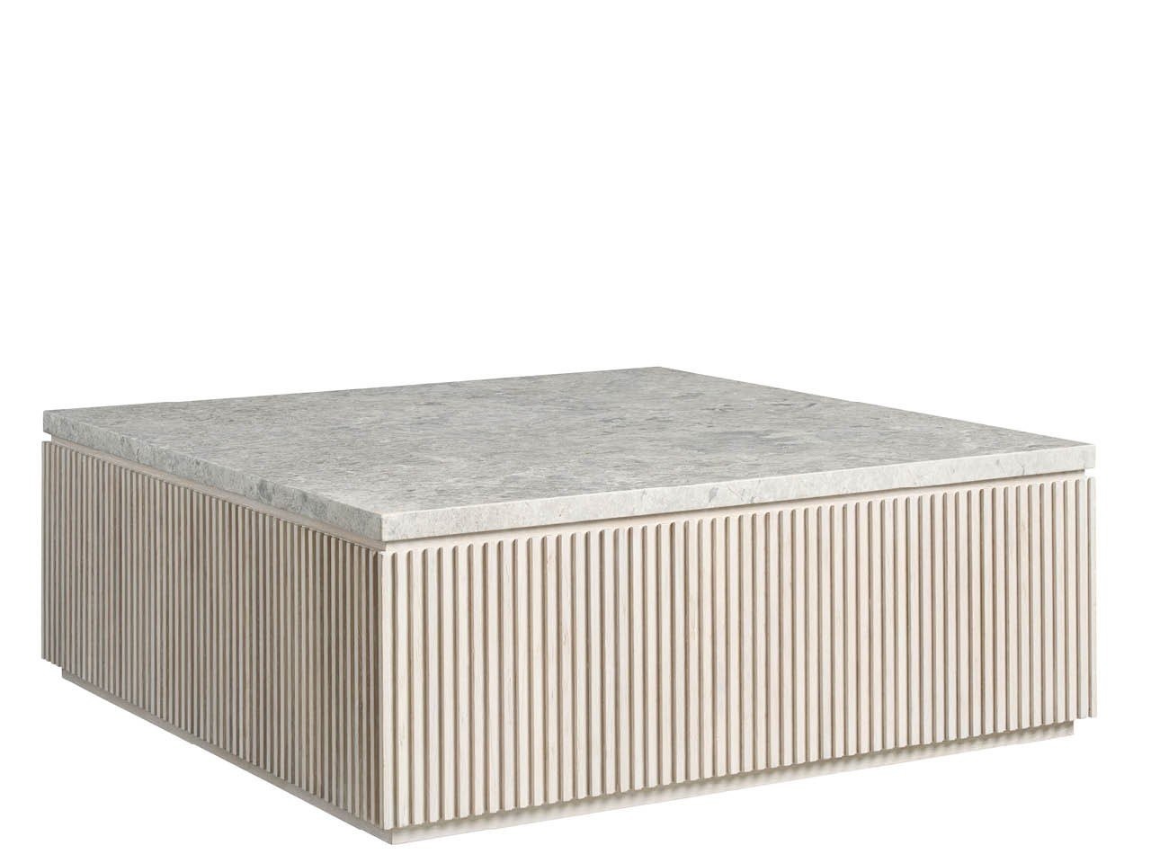 Carmen White Oak &amp; Marble Coffee Table 42&quot; Square